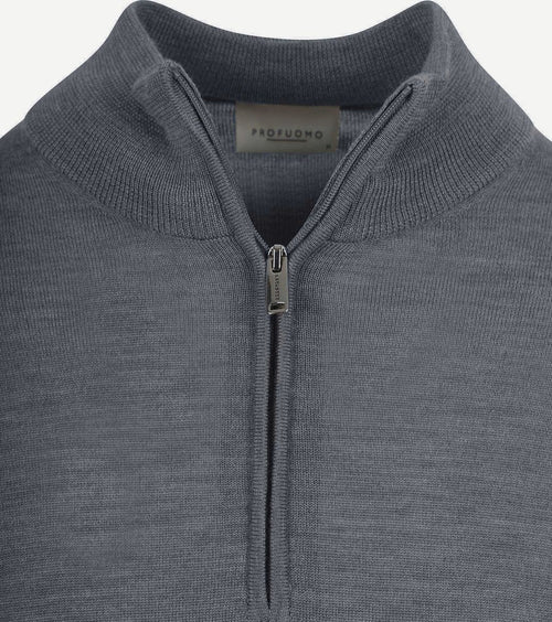 Profuomo halve rits pullover merinowol antraciet