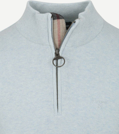 Barbour halve rits trui lichtblauw | Regular-fit