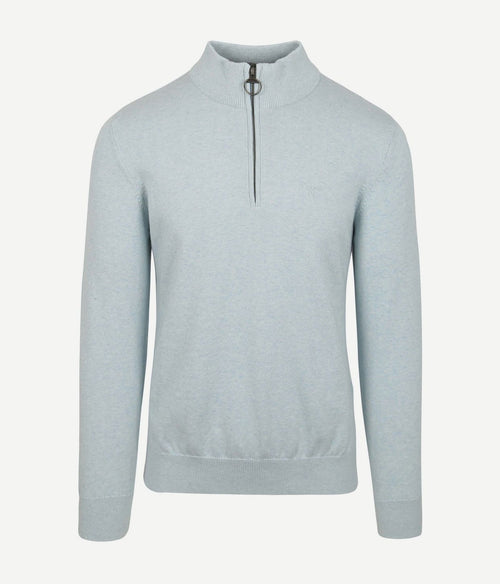 Barbour halve rits trui lichtblauw | Regular-fit