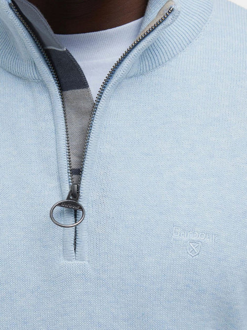 Barbour halve rits trui lichtblauw | Regular-fit