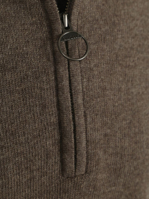 Barbour halve rits trui wol taupe | Regular-fit