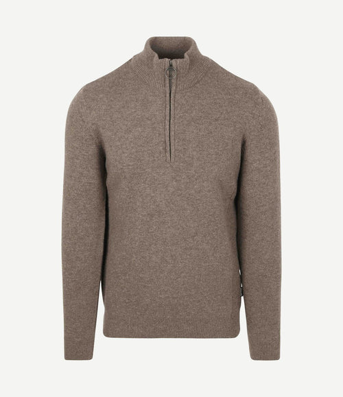 halve rits trui wol taupe