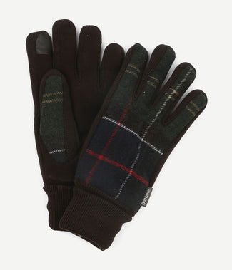 Barbour handschoenen hackney tartan groen