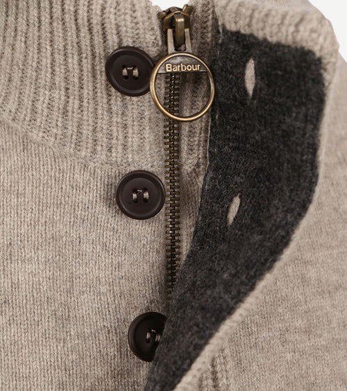 Barbour mocker trui merinowol greige | Regular-fit