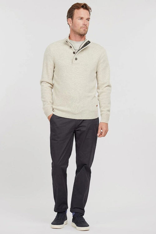 Barbour mocker trui merinowol lichtbeige | Regular-fit