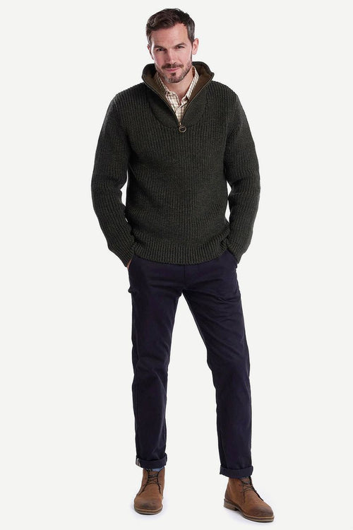 Barbour new tyne zip trui wol olijfgroen | Regular-fit