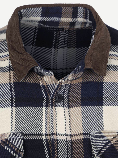 Overshirt ruit grasmoor donkerblauw