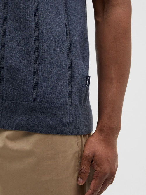 Wellburn knitted polo donkerblauw