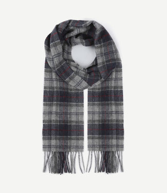 Sjaal tartan lamswol grijs