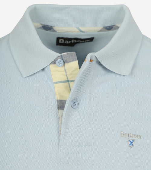 Barbour tartan pique polo lichtblauw