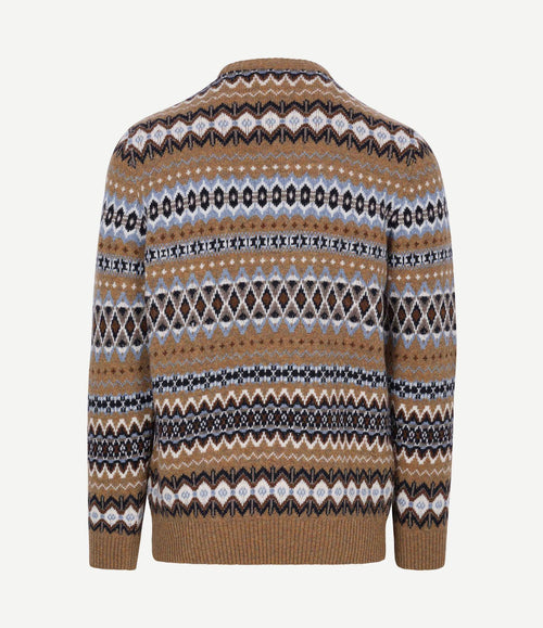 Fairisle trui wol camel