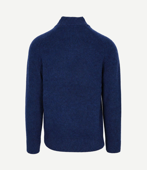 Newtown halve rits trui wol ink blue