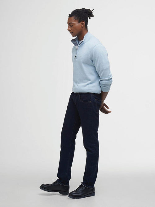Barbour halve rits trui lichtblauw | Regular-fit