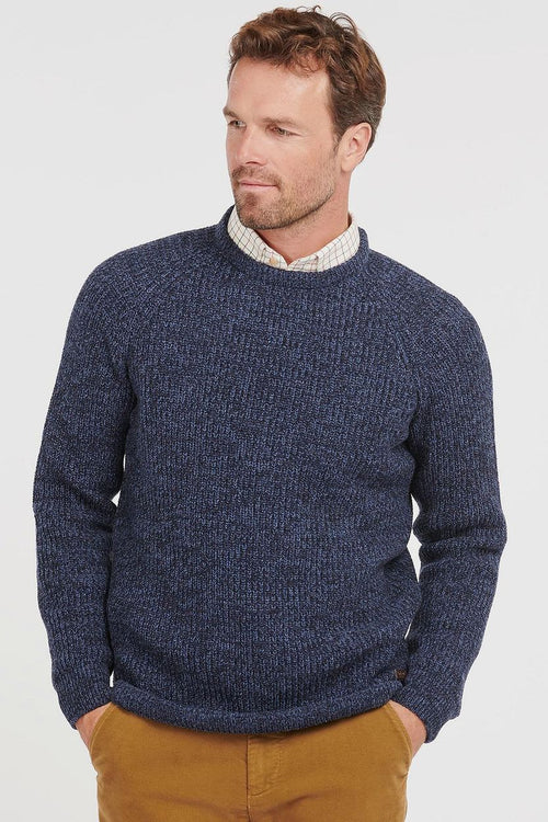 Barbour trui lamswol knitted donkerblauw | Regular-fit