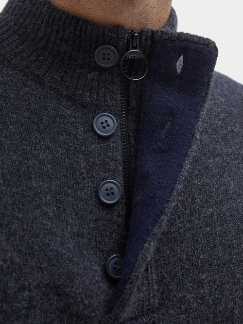 Trui wol patch antraciet