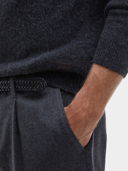 Trui wol patch antraciet