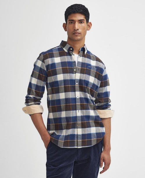 Barbour valley overhemd ruit bruin blauw