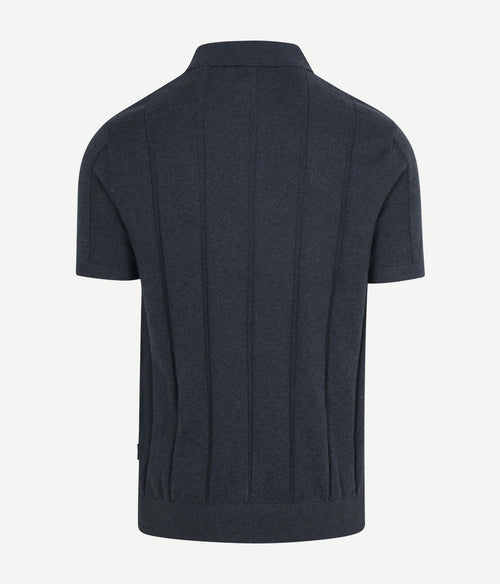 Wellburn knitted polo donkerblauw