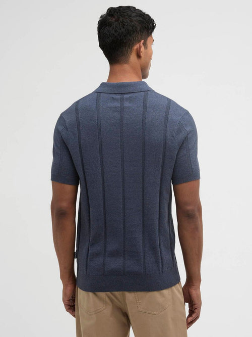 Wellburn knitted polo donkerblauw
