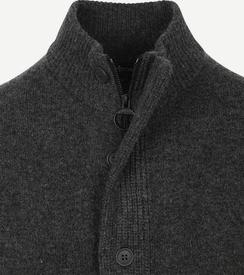 Barbour zip vest lamswol patch antraciet | Regular-fit
