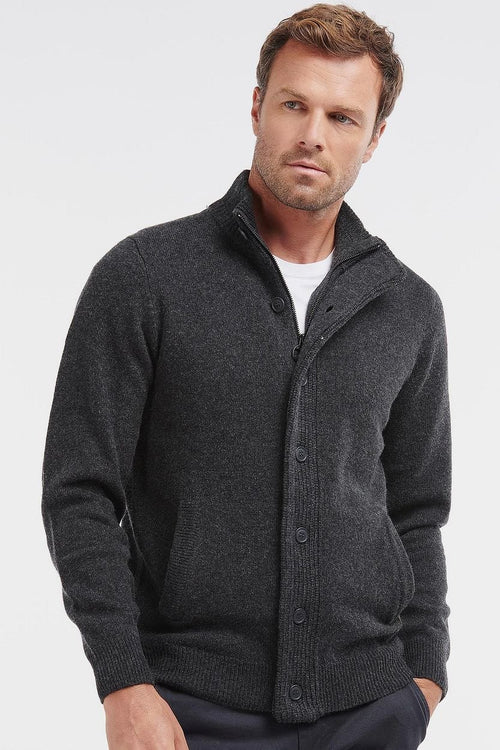 Barbour zip vest lamswol patch antraciet | Regular-fit
