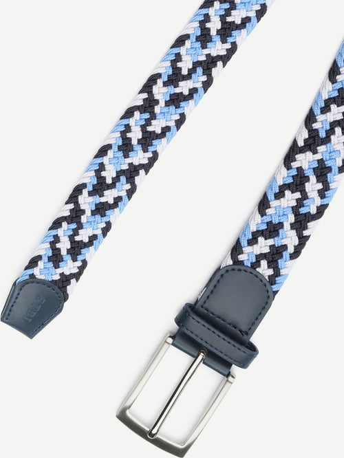 Suitable geweven riem donkerblauw blauw