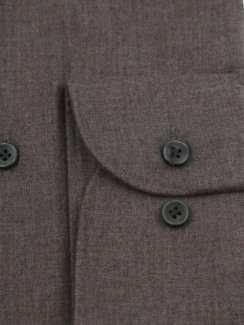 Profuomo overhemd peached twill flanel bruin | Slim-fit