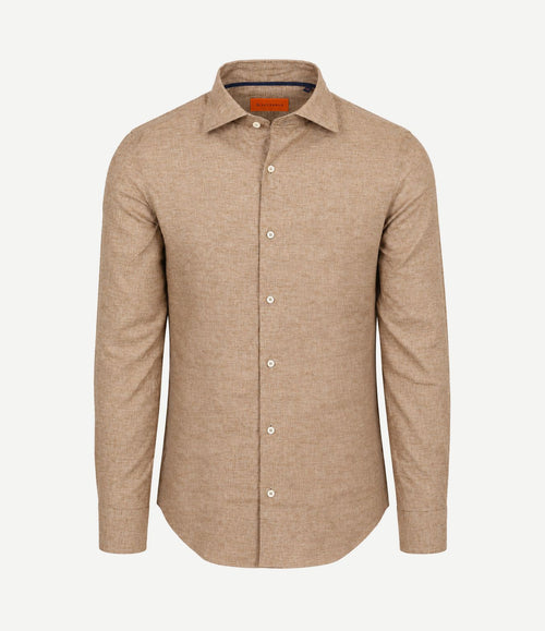 Overhemd melange camel