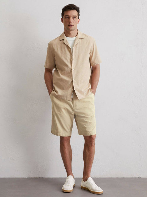 Crèpe overhemd short sleeves beige