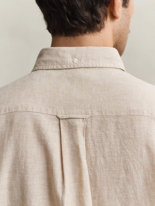 Overhemd cotton linen beige