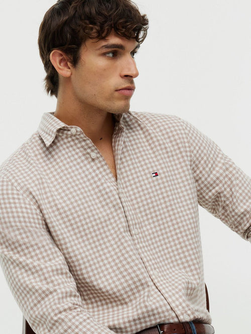 Flanel overhemd ruit beige