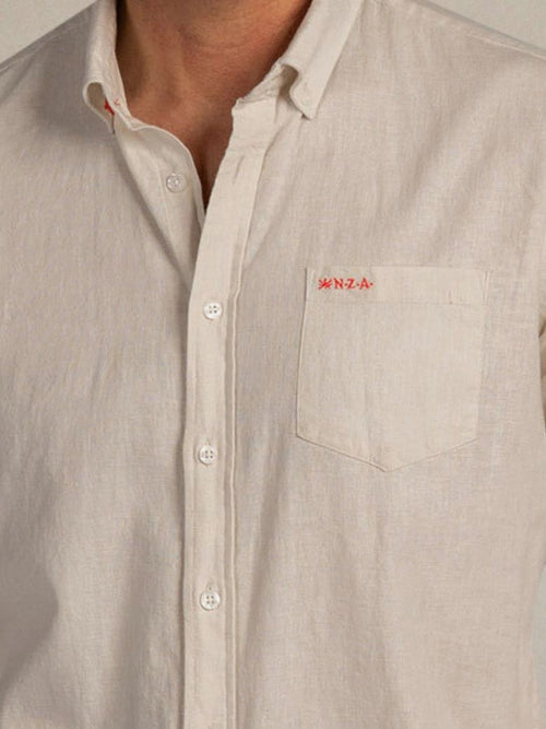 Shirt linnen blend beige