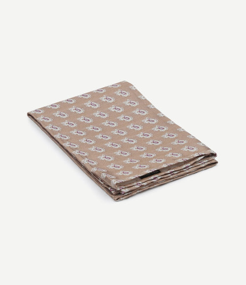 Zijde pochet beige print