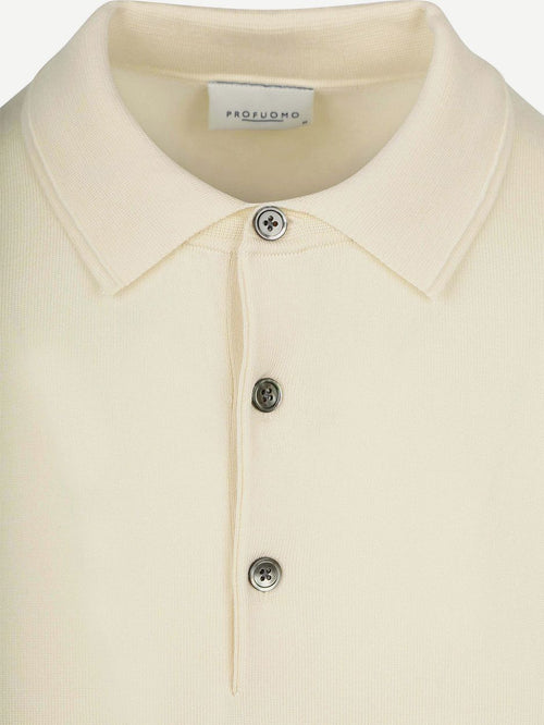 Knitted poloshirt ecru