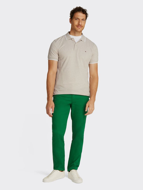 Linen piqué poloshirt beige