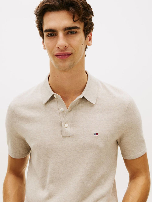 Knitted polo beige