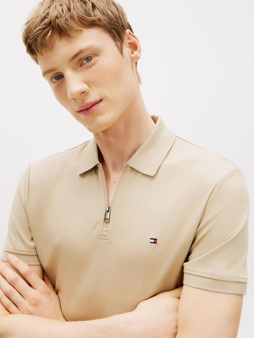Half-zip polo interlock beige