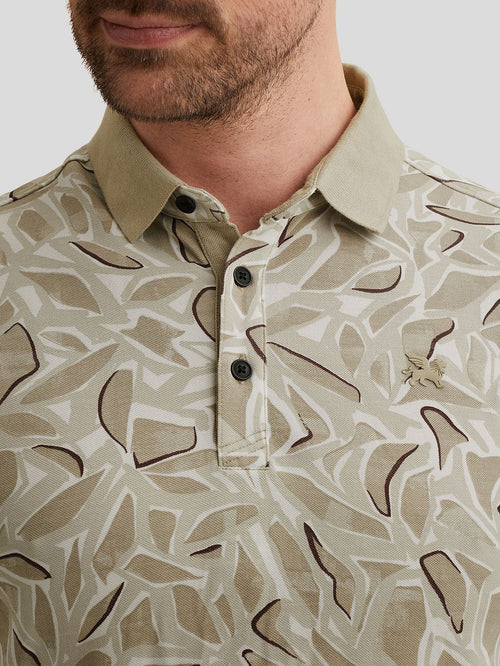 Poloshirt piqué print beige