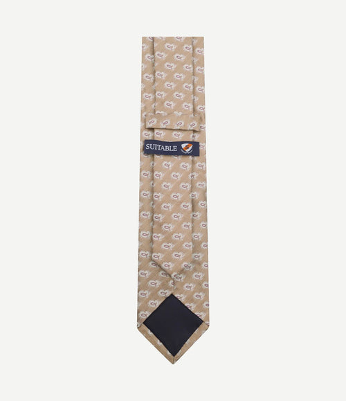 Stropdas zijde paisley beige