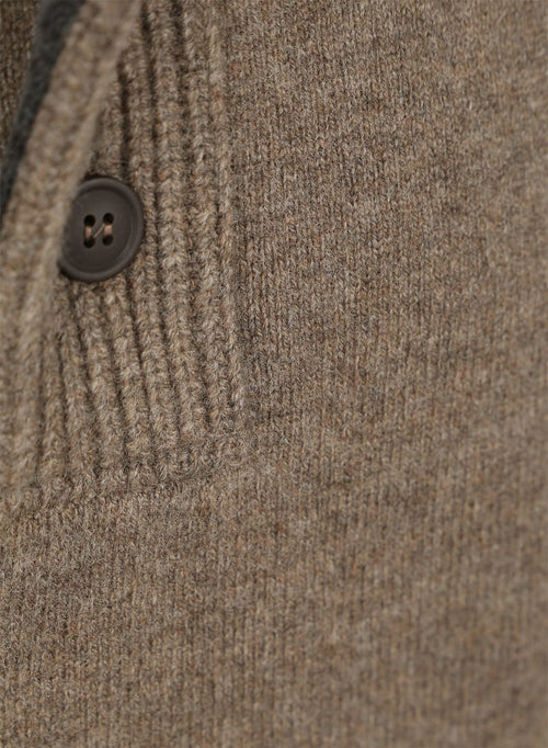 Barbour mocker trui wol taupe | Regular-fit