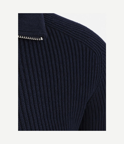 halve rits pullover wool donkerblauw