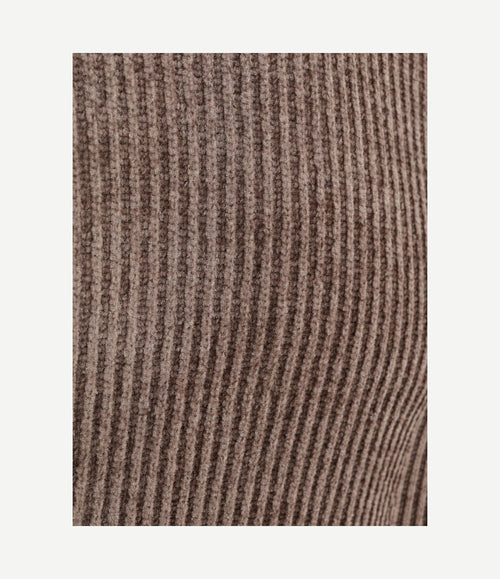 Pullover chenille rib wool blend brown