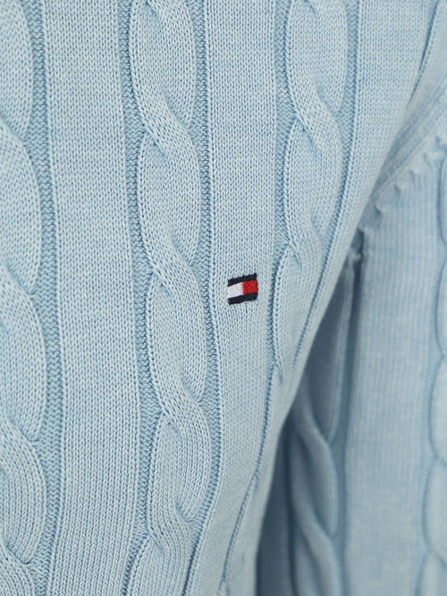 Tommy Hilfiger pullover cable lichtblauw | Regular-fit
