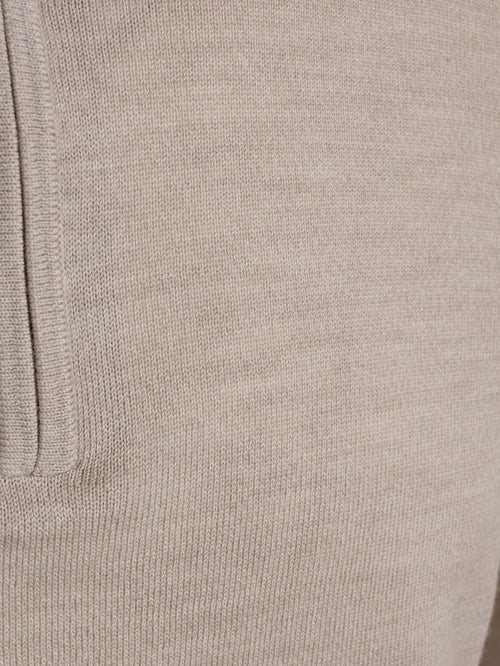 halve rits pullover merinowol beige
