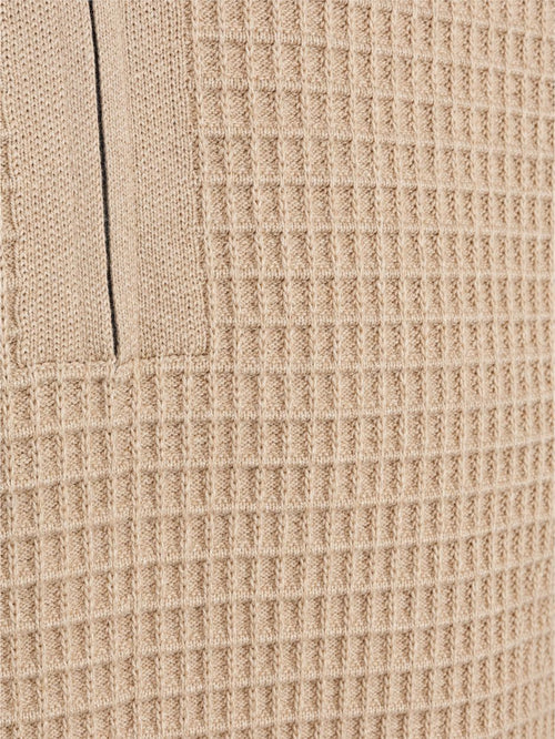 halve rits poloshirt knitted structure sand
