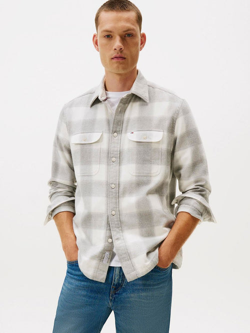 Tommy Hilfiger overshirt flanel ruit grijs | Regular-fit