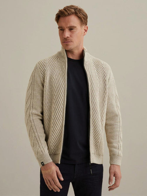 Vest structuur wol blend beige