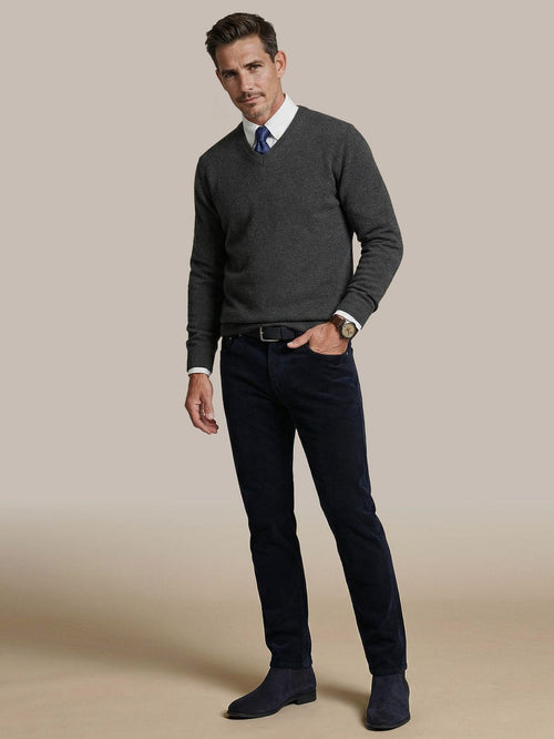 Bill broek corduroy donkerblauw