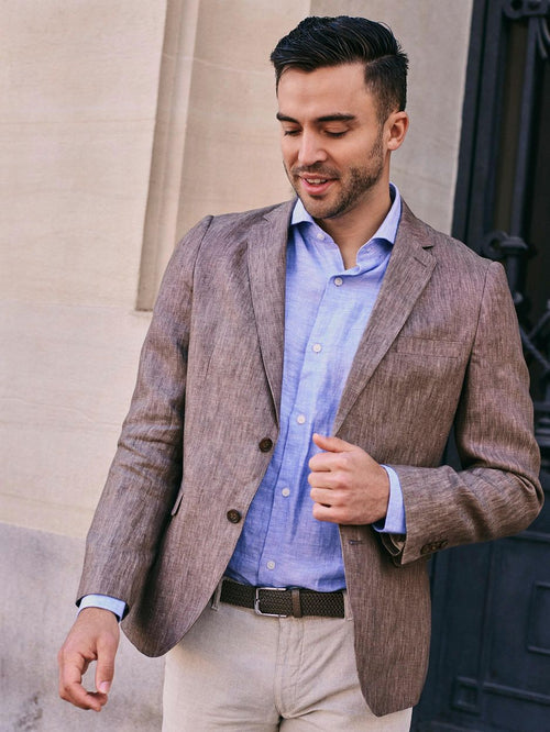 Blazer linen twill bruin