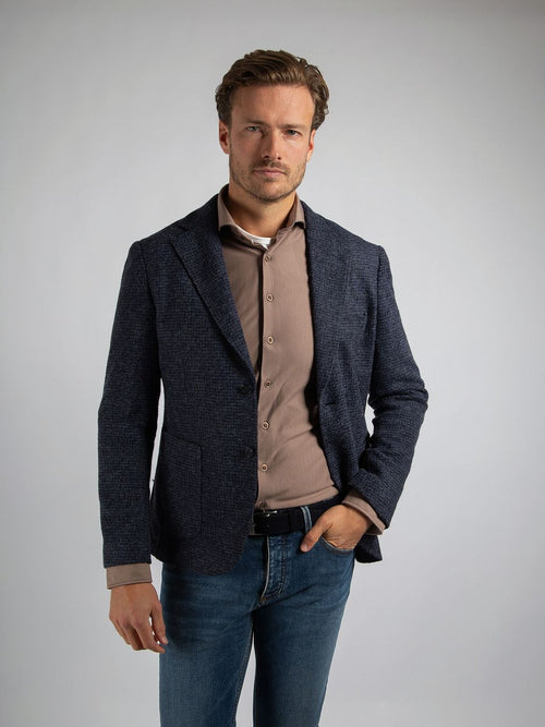 Knitted colbert unlined donkerblauw